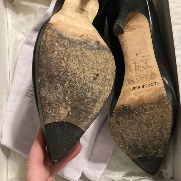 Jimmy Choo Blk Sz 38 Leather Platform Ankle Boots - Picture 6 of 7